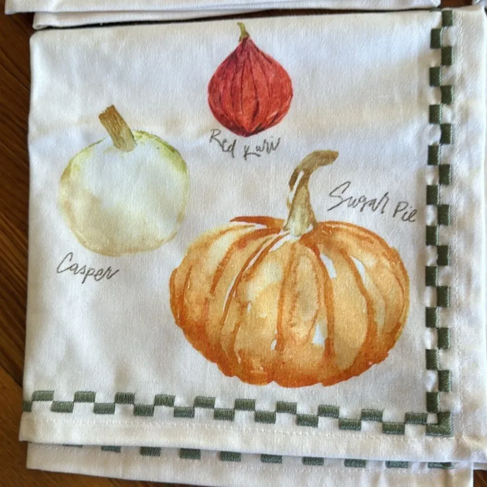 Anthropologie Types of Pumpkins Napkins, Set of 4